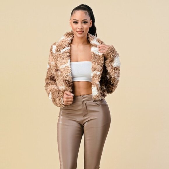 Curly Fur Cropped Jacket - Picture 3 of 10